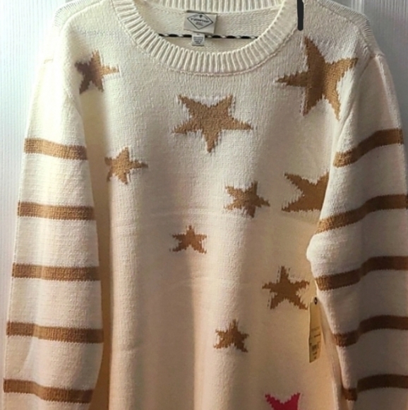 St. John's Bay Sweaters - ST. JOHN'S BAY SUPER CUTE WOMENS STARS SWEATER SIZE X-LARGE
